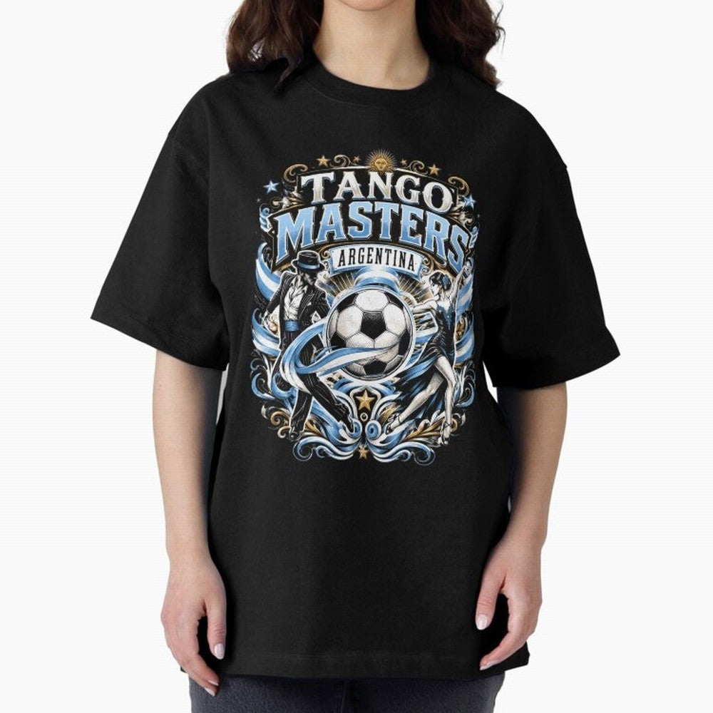 Tango Masters Argentina World Cup 2026 Oversized T-Shirt Cheer for Global Football Passion for FIFA World Cup 2026, Highlighting Messi, Neymar and Mbappe, England and Germany, Championship Spirit, Famous Goals, Roaring Crowds and International