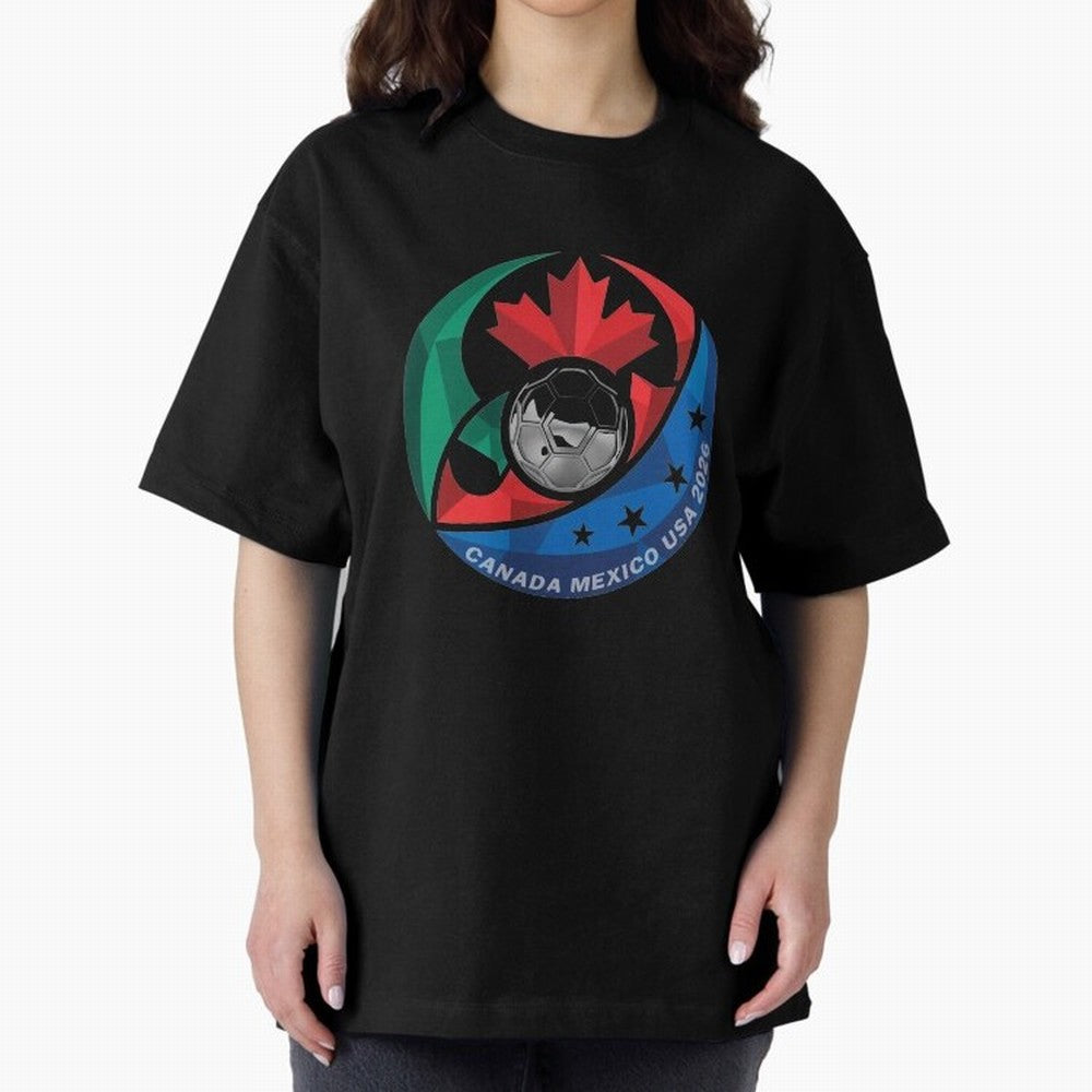 Canada Mexico USA 2026 Round Soccer Emblem Cup T-Shirt_83488590 Oversized T-Shirt Represent the Passion of Match Day Hype around FIFA World Cup 2026 USA Canada Mexico, Messi and Cristiano Ronaldo, England and Germany, Stadium Chants, National