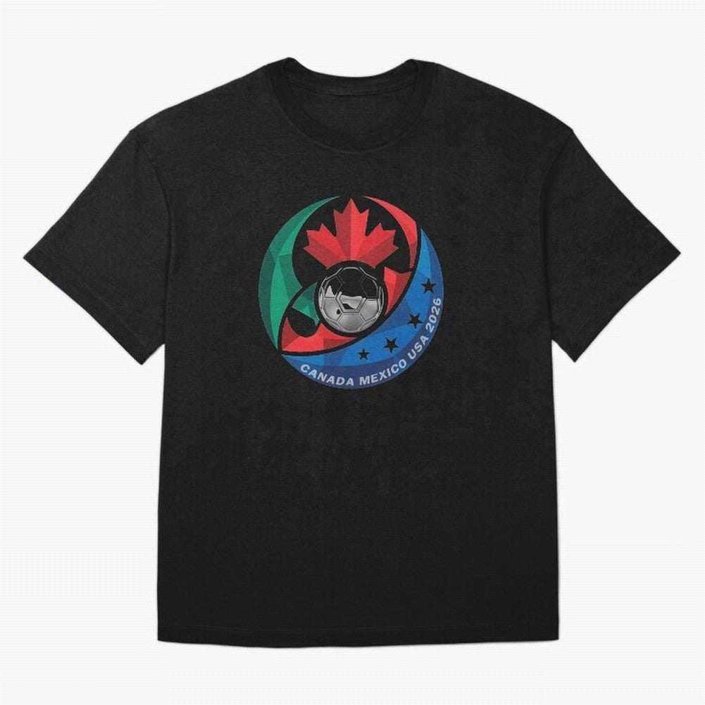 Canada Mexico USA 2026 Round Soccer Emblem Cup T-Shirt_83488590 Oversized T-Shirt Represent the Passion of Match Day Hype around FIFA World Cup 2026 USA Canada Mexico, Messi and Cristiano Ronaldo, England and Germany, Stadium Chants, National