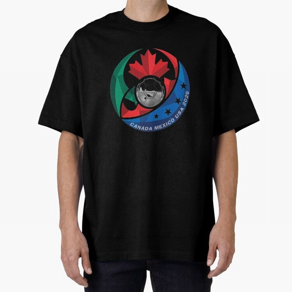 Canada Mexico USA 2026 Round Soccer Emblem Cup T-Shirt_83488590 Oversized T-Shirt Represent the Passion of Match Day Hype around FIFA World Cup 2026 USA Canada Mexico, Messi and Cristiano Ronaldo, England and Germany, Stadium Chants, National