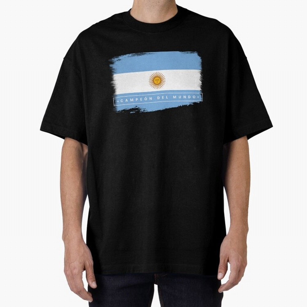 Argentina Campe¨®n del Mundo Oversized T-Shirt Relive FIFA World Cup 2026 Group Stage for Fans of Mbappe and Neymar and Netherlands, Bringing Supporter Pride, Iconic Celebrations, Legendary Names and Global Match Day Energy; Perfect for Fans,