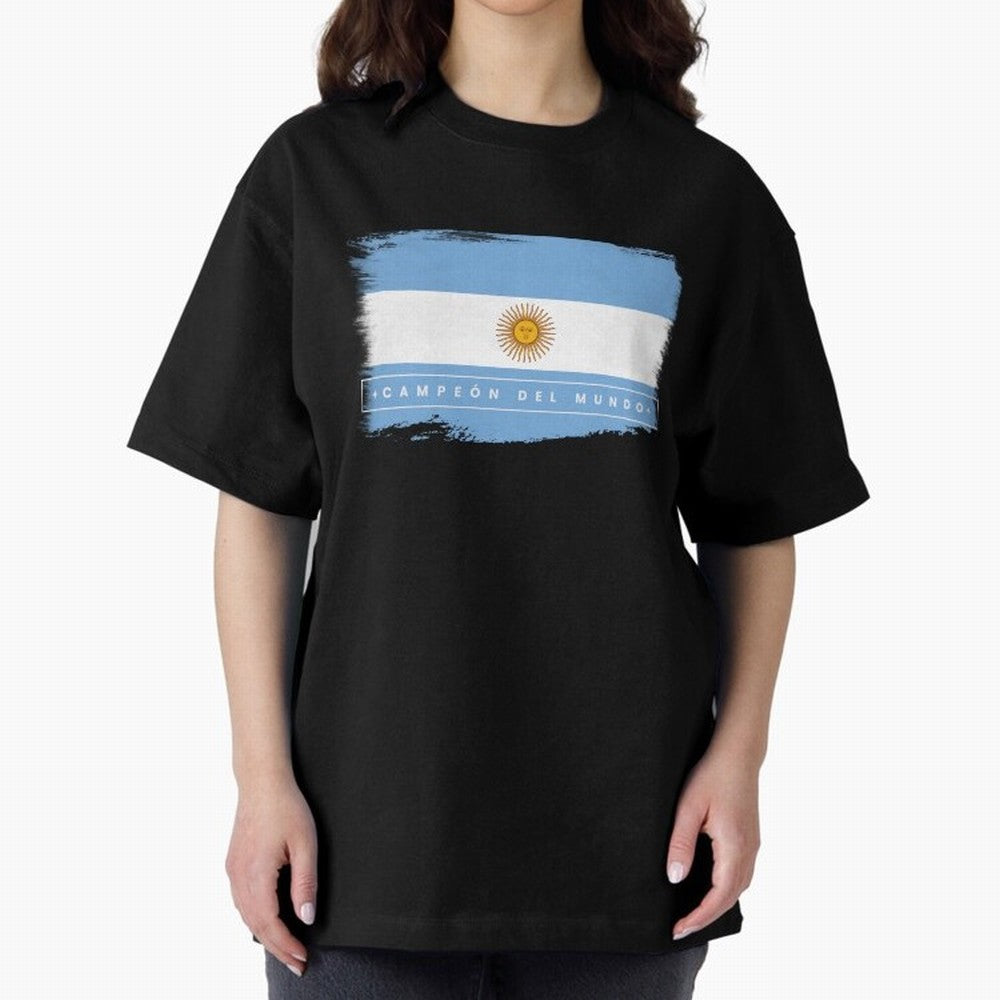 Argentina Campe¨®n del Mundo Oversized T-Shirt Relive FIFA World Cup 2026 Group Stage for Fans of Mbappe and Neymar and Netherlands, Bringing Supporter Pride, Iconic Celebrations, Legendary Names and Global Match Day Energy; Perfect for Fans,