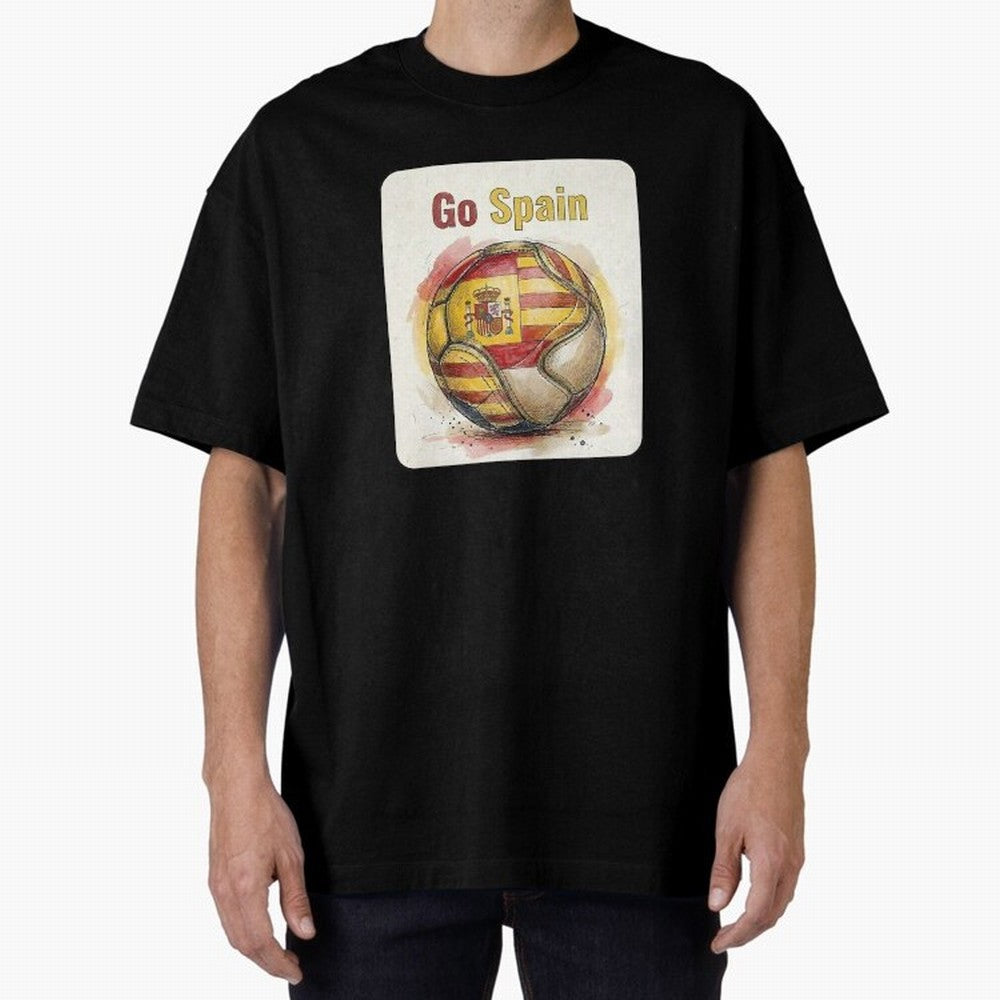 Go Spain Soccer Ball Flag | Canadian Football Fan Graphic Tee Oversized T-Shirt Make Game Day About FIFA World Cup 2026 USA Canada Mexico Spirit, Connected to Argentina, France and Brazil, Messi, Classic Soccer Heritage, Championship Pressure, Fan