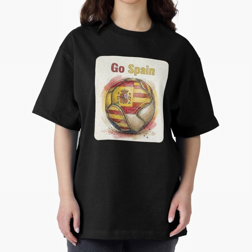 Go Spain Soccer Ball Flag | Canadian Football Fan Graphic Tee Oversized T-Shirt Make Game Day About FIFA World Cup 2026 USA Canada Mexico Spirit, Connected to Argentina, France and Brazil, Messi, Classic Soccer Heritage, Championship Pressure, Fan