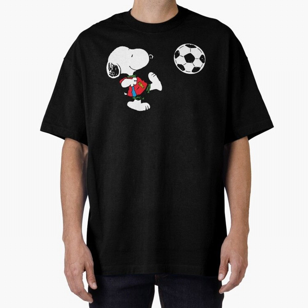 SNOOPY Football - FIFA World Cup 2026 Oversized T-Shirt Capture Stadium Memories from FIFA World Cup 2026 USA Canada Mexico Spirit, with Portugal, Spain and Germany, CR7 and Messi, Sports Nostalgia, International Competition, Famous Players and
