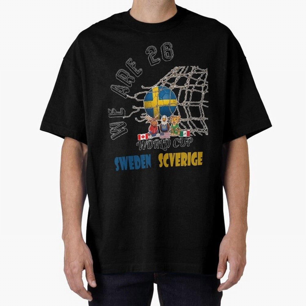 World cup 26 - Sweden Oversized T-Shirt Keep the Match Day Mood of Global Football Passion for FIFA World Cup 2026 Group Stage, Centered on Haaland, Spain, Classic Soccer Heritage, Championship Pressure, Fan Loyalty and International Pride; Ideal