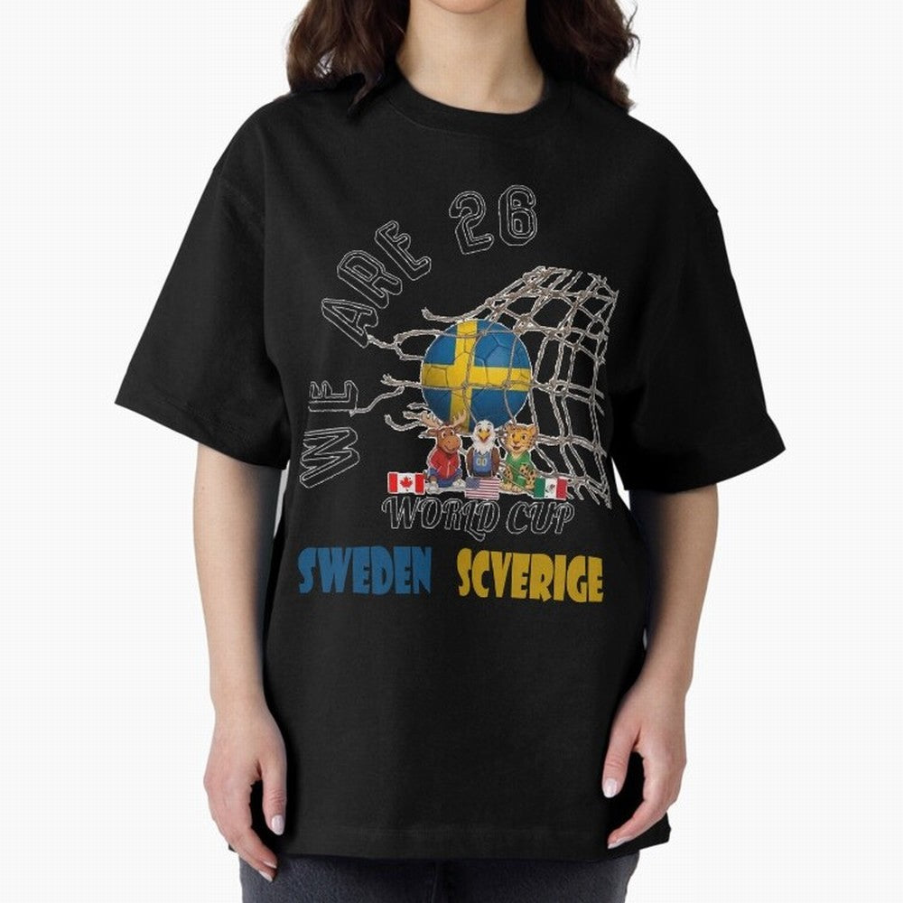 World cup 26 - Sweden Oversized T-Shirt Keep the Match Day Mood of Global Football Passion for FIFA World Cup 2026 Group Stage, Centered on Haaland, Spain, Classic Soccer Heritage, Championship Pressure, Fan Loyalty and International Pride; Ideal