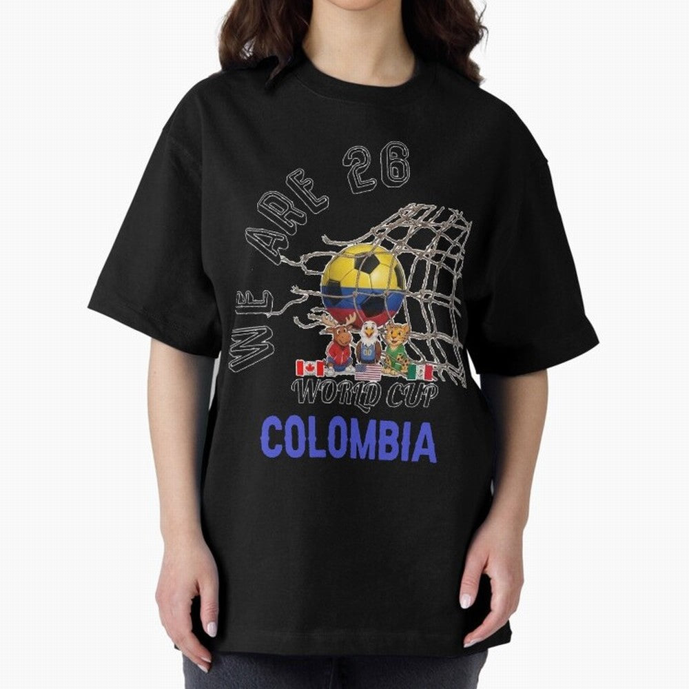 World cup 26 - Colombia Oversized T-Shirt Show Up for the Glory of FIFA World Cup 2026 USA Canada Mexico Spirit, Connected to Germany, Messi, CR7 and Mbappe, Sports Nostalgia, International Competition, Famous Players and Unforgettable Victories;