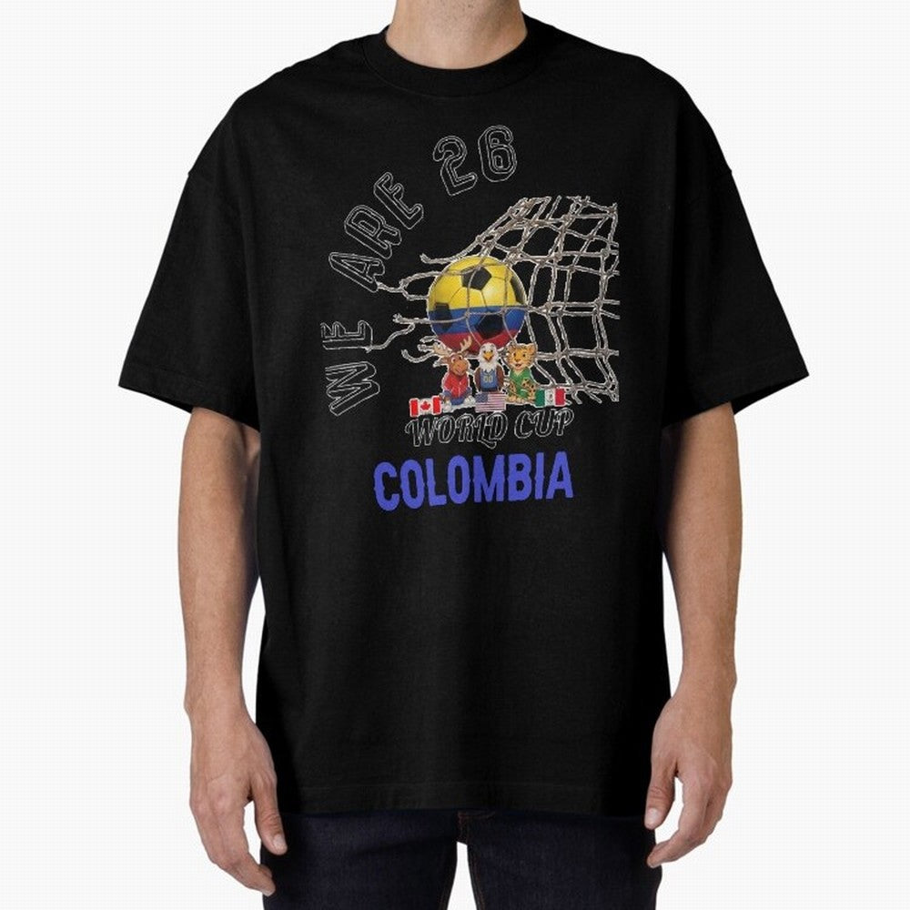 World cup 26 - Colombia Oversized T-Shirt Show Up for the Glory of FIFA World Cup 2026 USA Canada Mexico Spirit, Connected to Germany, Messi, CR7 and Mbappe, Sports Nostalgia, International Competition, Famous Players and Unforgettable Victories;
