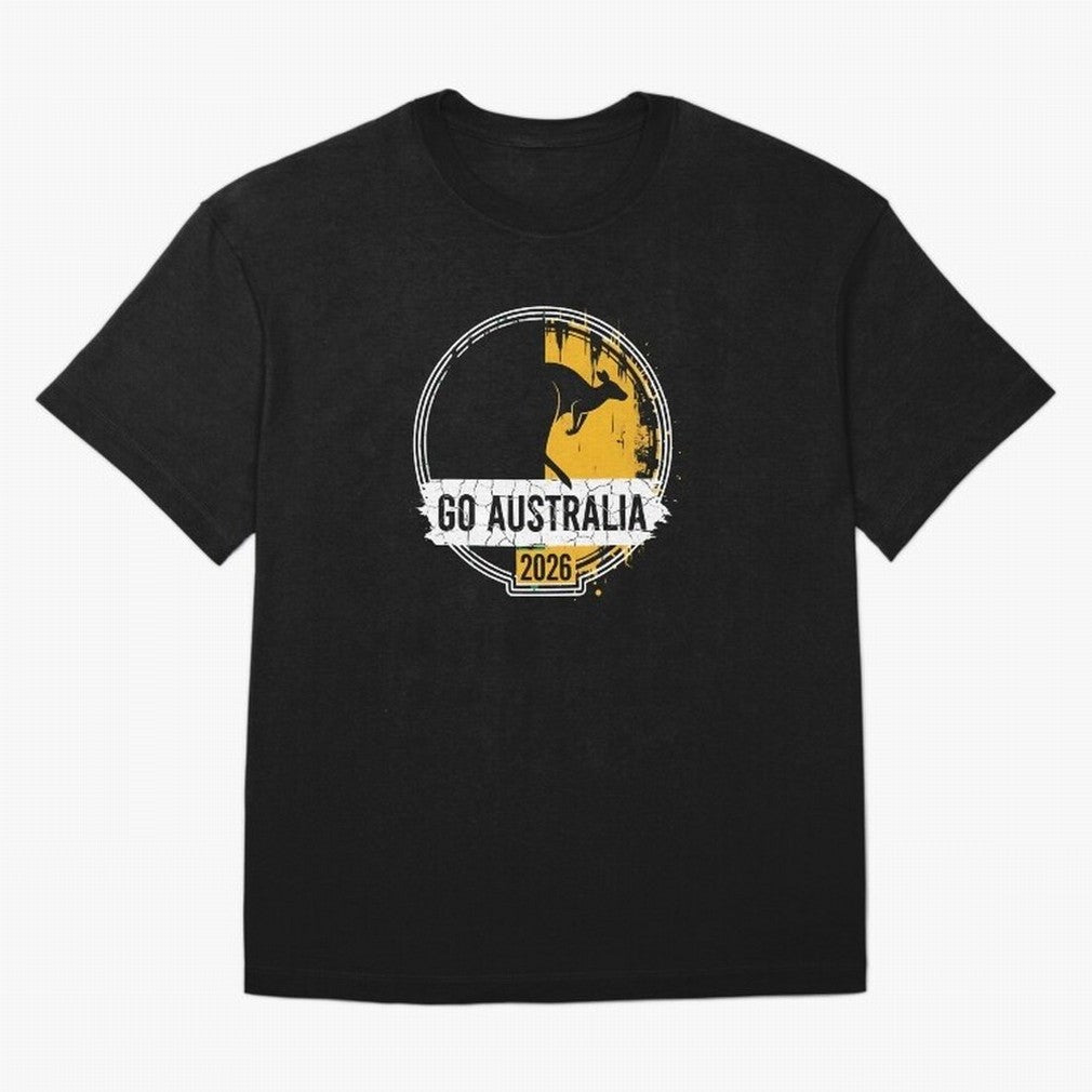 Golden Green Kangaroo Emblem Go Australia 2026 Supporter Design T-Shirt_83662099 Oversized T-Shirt Fuel Your Fan Pride for FIFA World Cup 2026 Group Stage Connected to Cristiano Ronaldo, Haaland and CR7, England Energy, Goal Celebration Energy,