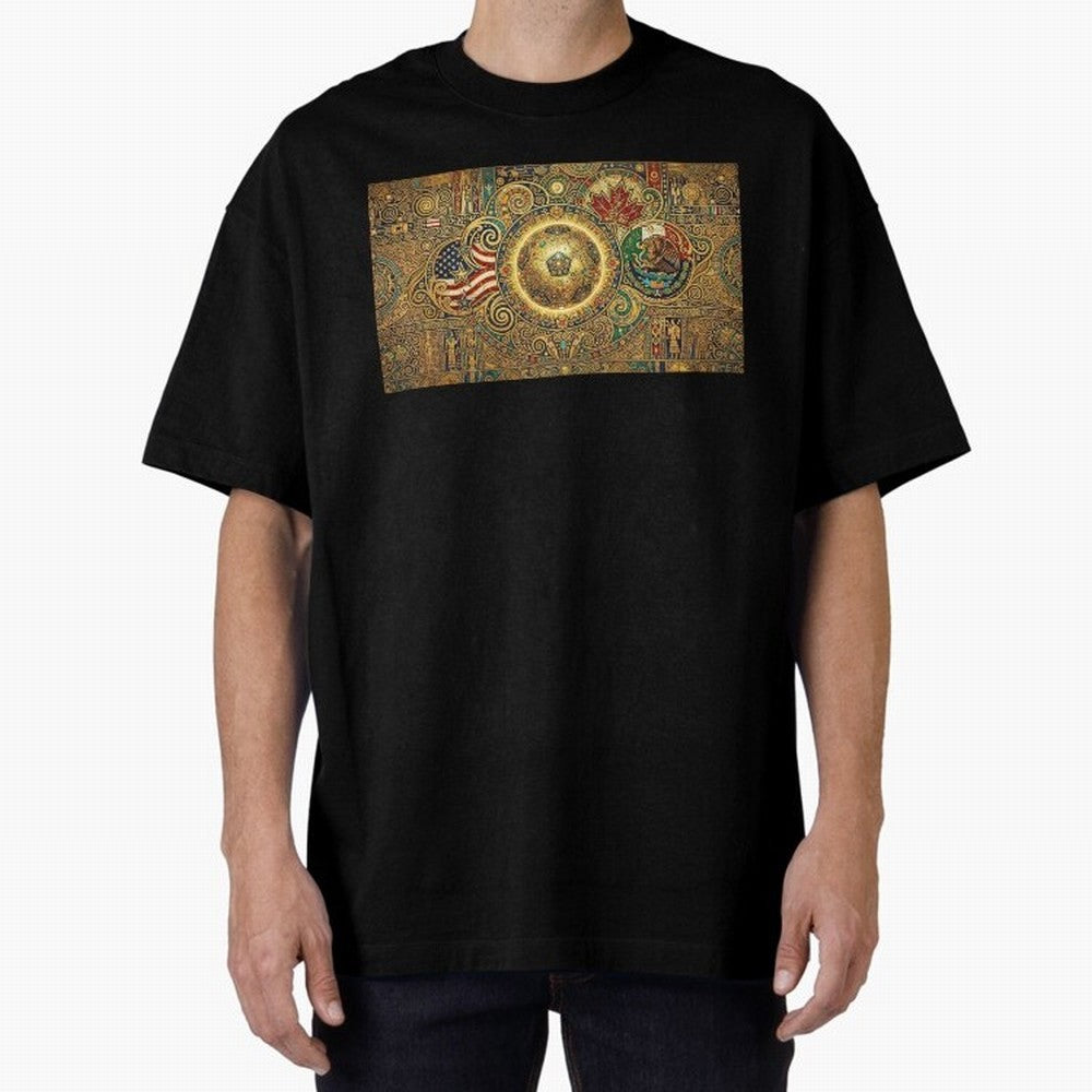 Ornate Soccer Emblem with Flags Oversized T-Shirt Back Your Heroes with Match Day Hype around FIFA World Cup 2026, Mbappe, Portugal, Football History, Final Match Energy, Crowd Noise and Once in a Lifetime Moments; Ideal for Football Dads, Football