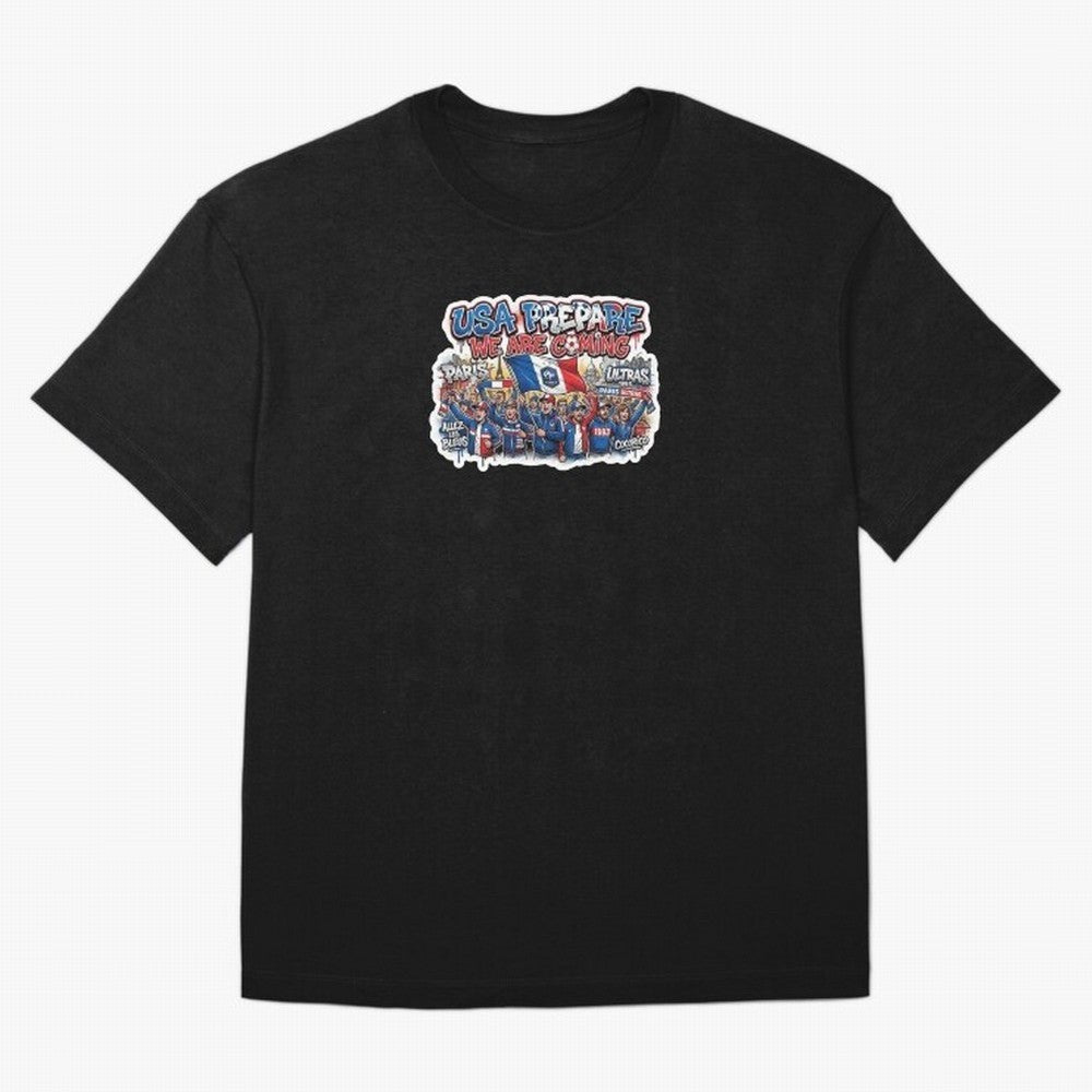 France Soccer Fans 2026 Sticker We Are Coming Oversized T-Shirt Capture Stadium Memories from Match Day Hype around FIFA World Cup 2026 Group Stage, Messi and Cristiano Ronaldo, England, France and Netherlands, Sports Nostalgia, International
