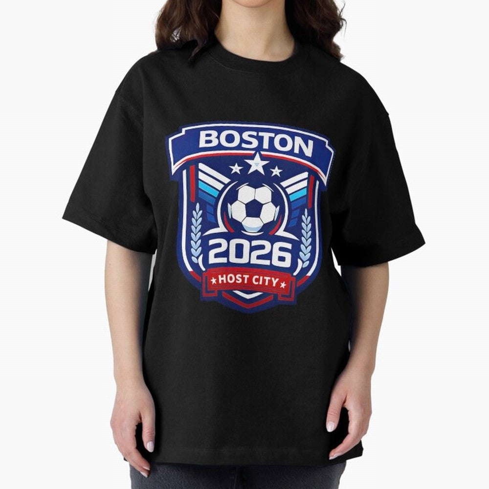 Boston 2026 Host City Welcoming the World Cup Oversized T-Shirt Show Your Tournament Heart for FIFA World Cup 2026 USA Canada Mexico Highlighting Neymar, Brazil, Portugal and Argentina Energy, Stadium Memories, Football Loyalty, International
