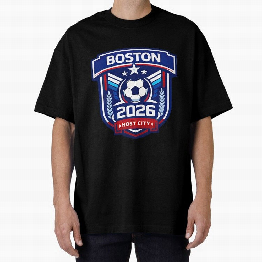 Boston 2026 Host City Welcoming the World Cup Oversized T-Shirt Show Your Tournament Heart for FIFA World Cup 2026 USA Canada Mexico Highlighting Neymar, Brazil, Portugal and Argentina Energy, Stadium Memories, Football Loyalty, International
