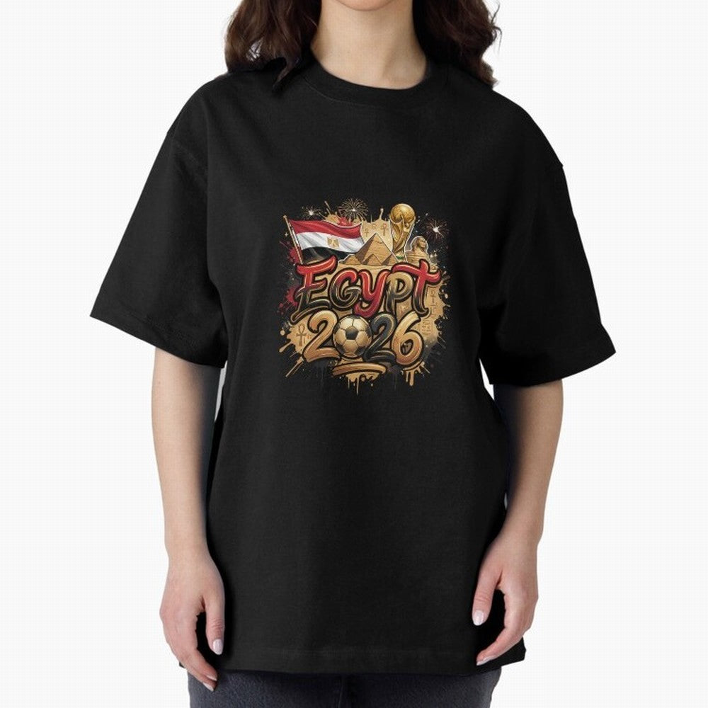 Egypt World Cup 2026 Football Legacy Oversized T-Shirt Stand Proud for the FIFA World Cup 2026 USA Canada Mexico Journey through CR7 and Messi Highlights, England, France and Netherlands Pride, Worldwide Fan Energy, Dramatic Goals, Stadium Lights