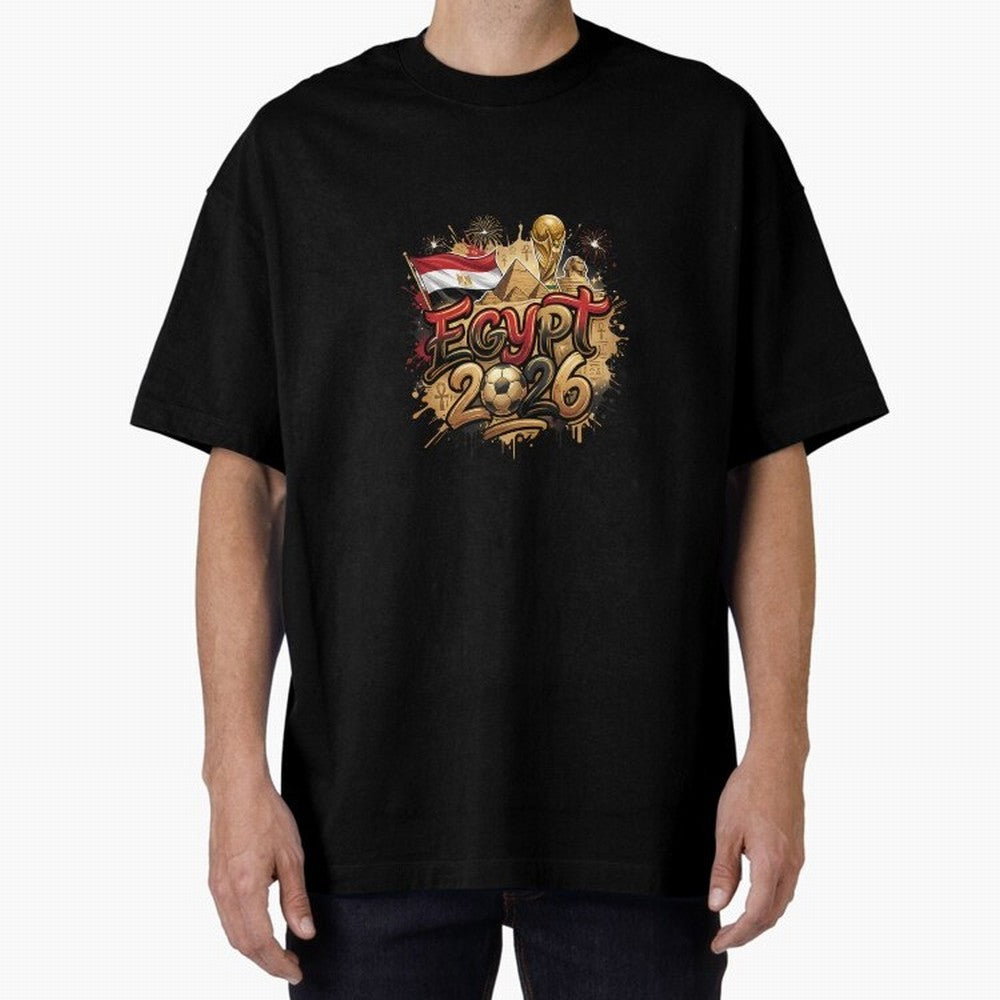 Egypt World Cup 2026 Football Legacy Oversized T-Shirt Stand Proud for the FIFA World Cup 2026 USA Canada Mexico Journey through CR7 and Messi Highlights, England, France and Netherlands Pride, Worldwide Fan Energy, Dramatic Goals, Stadium Lights