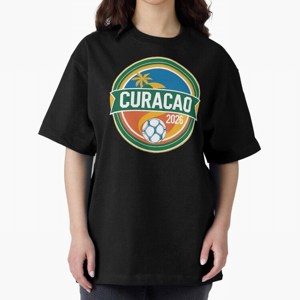 Curacao WC 2026 Oversized T-Shirt Create Global Football Passion for FIFA World Cup 2026 USA Canada Mexico, Celebrating Haaland, France, Supporter Pride, Iconic Celebrations, Legendary Names and Global Match Day Energy; Great for Watch Parties,