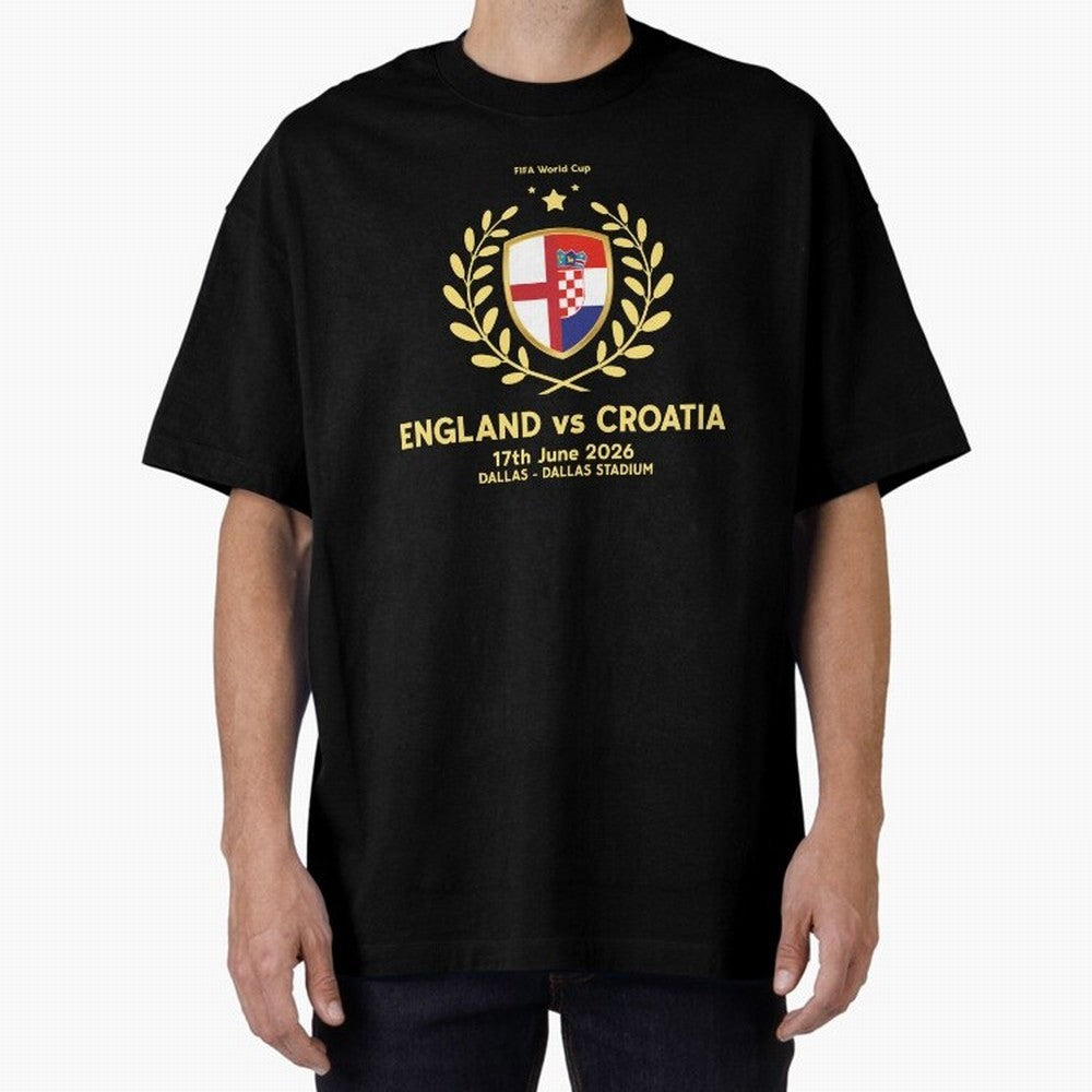 FIFA World Cup - England v Croatia Oversized T-Shirt Make Your Look Match FIFA World Cup 2026 for Fans of Neymar, Haaland and Cristiano Ronaldo and England, Bringing Goal Celebration Energy, Supporter Heritage, Football Icons and Worldwide