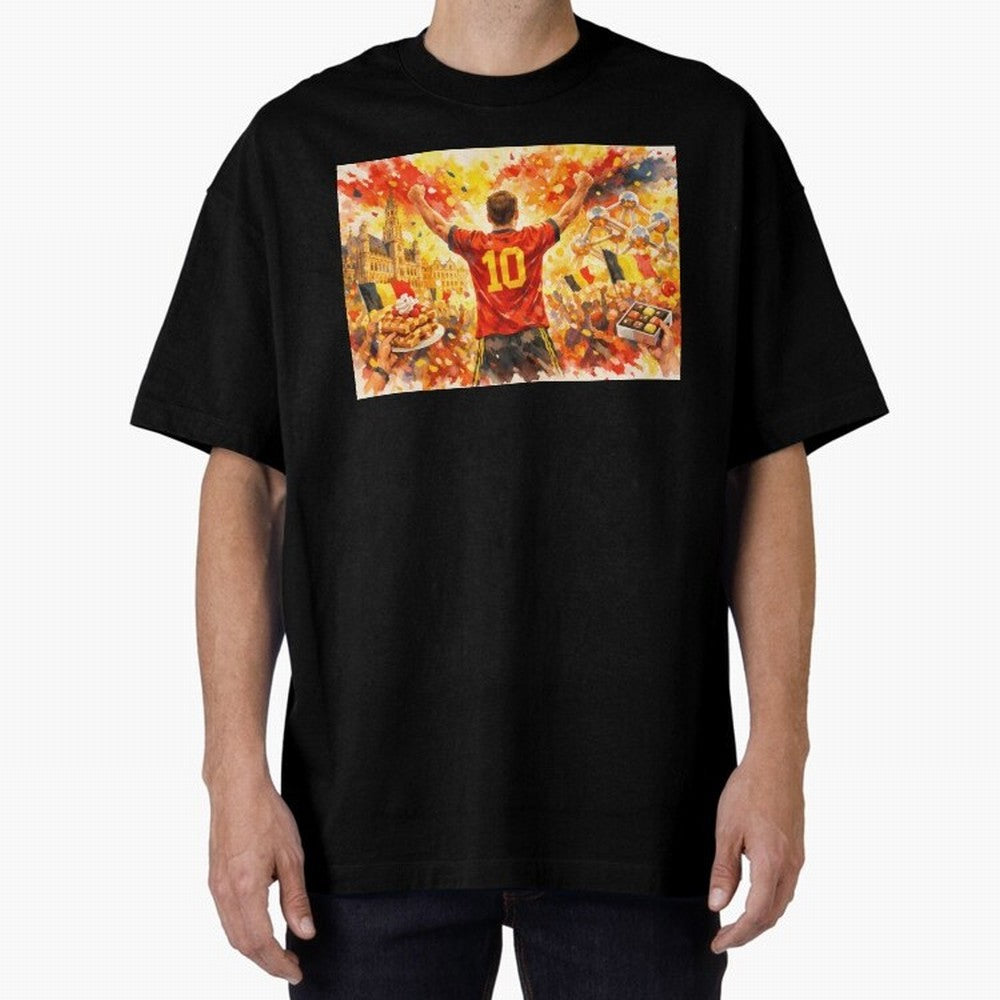 Belgian Celebration with Atomium Belgium Soccer Vibes Oversized T-Shirt Turn Football Passion into FIFA World Cup 2026 Spirit, Inspired by Netherlands, Messi, CR7 and Mbappe, Match Day Excitement, Supporter Culture, Golden Goals and Global Football