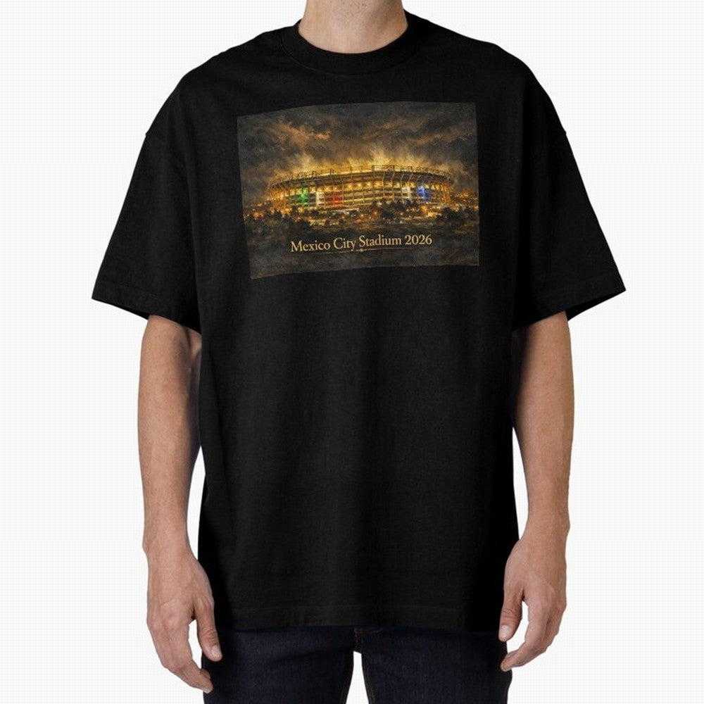 Mexico City Stadium at Night Oversized T-Shirt Wear the Spirit of FIFA World Cup 2026 USA Canada Mexico Filled with Mbappe and Neymar, Argentina, France and Brazil Energy, Stadium Chants, National Pride, Trophy Dreams and Unforgettable Football