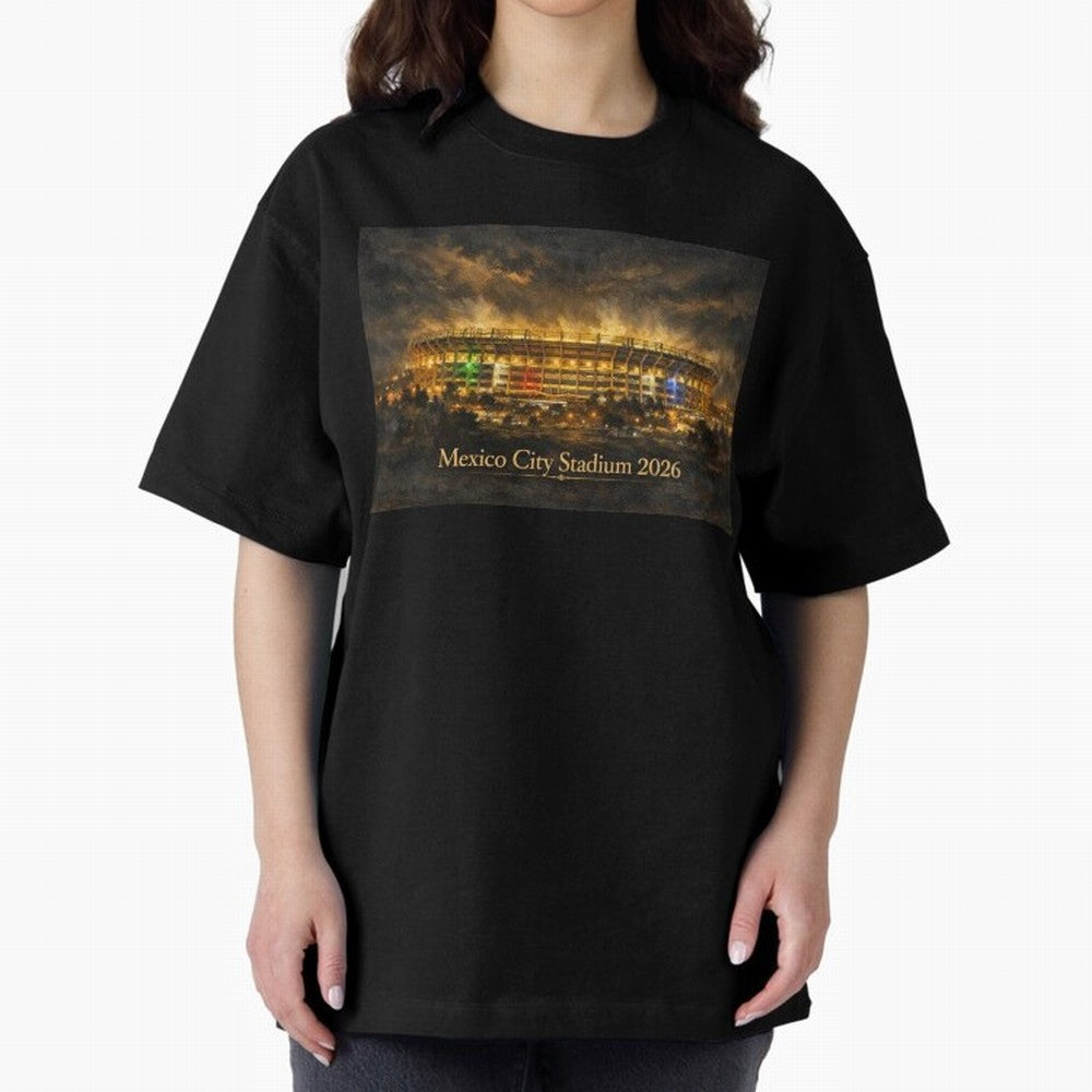 Mexico City Stadium at Night Oversized T-Shirt Wear the Spirit of FIFA World Cup 2026 USA Canada Mexico Filled with Mbappe and Neymar, Argentina, France and Brazil Energy, Stadium Chants, National Pride, Trophy Dreams and Unforgettable Football