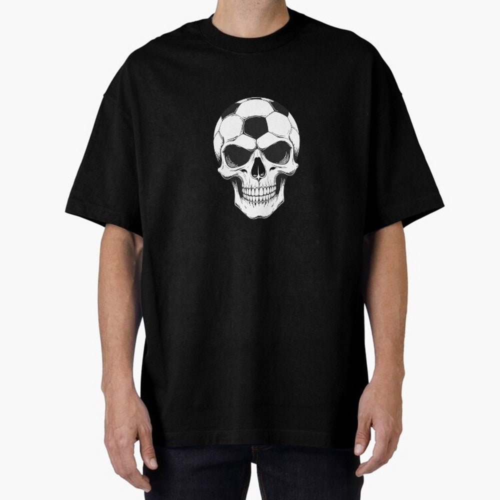 Soccer Skull in Goal Net - Dark Soccer Death Goal Oversized T-Shirt Bring Match Day Fire to FIFA World Cup 2026 for Fans of Haaland and France and Portugal, Bringing Tournament Hype, Historic Matchups, Family Viewing Parties and Global Sports