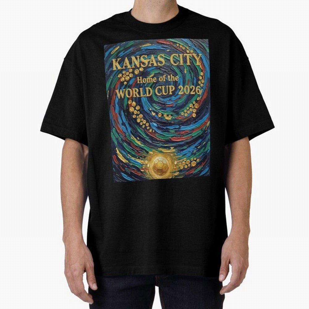Kansas City Home of the World Cup 2026 Soccer Fan ¡ª Moody Jewel Art Print Oversized T-Shirt Celebrate Unforgettable Nights in Match Day Hype around FIFA World Cup 2026, CR7, Brazil, Portugal and Argentina, Football Festival Excitement, Trophy