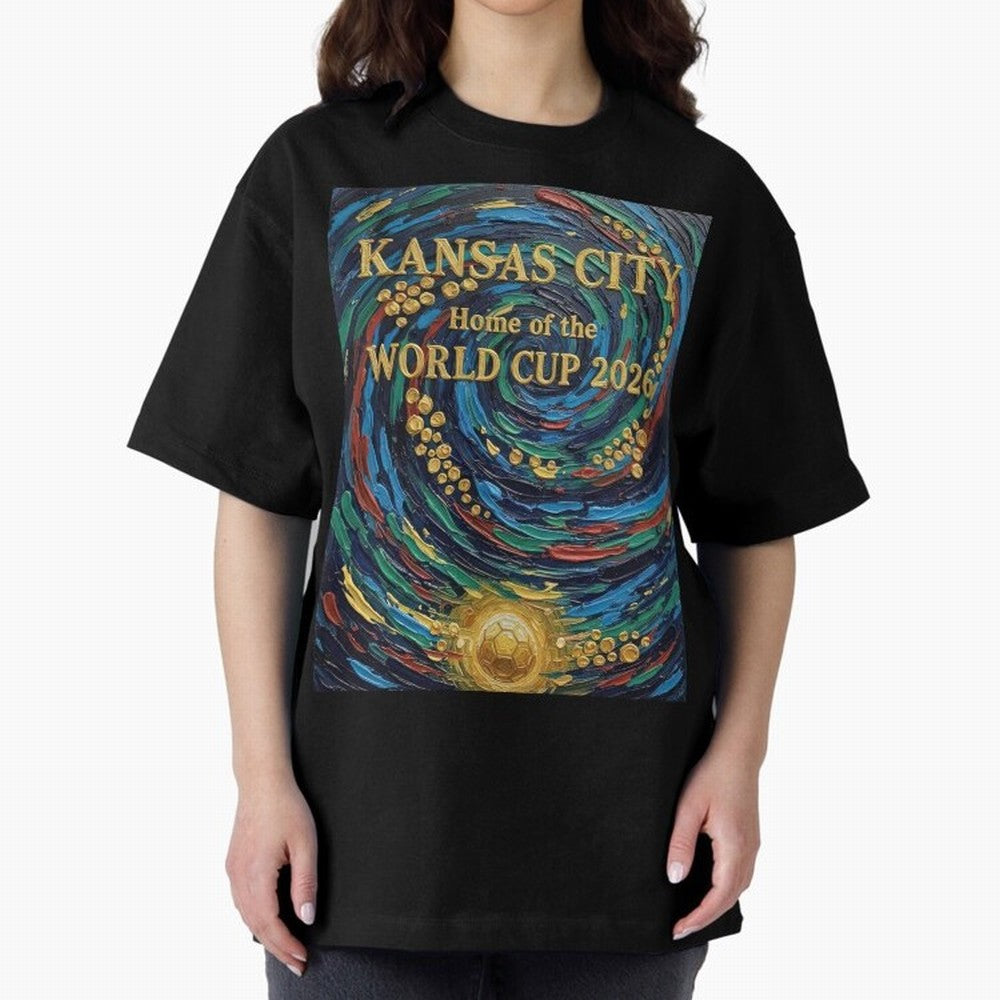 Kansas City Home of the World Cup 2026 Soccer Fan ¡ª Moody Jewel Art Print Oversized T-Shirt Celebrate Unforgettable Nights in Match Day Hype around FIFA World Cup 2026, CR7, Brazil, Portugal and Argentina, Football Festival Excitement, Trophy