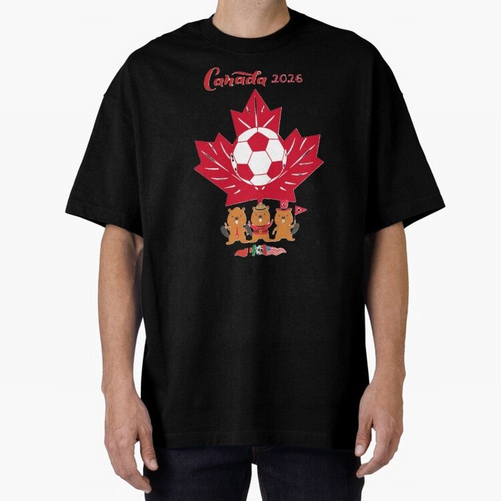 Canada 2026 Oversized T-Shirt Join the Countdown to Match Day Hype around FIFA World Cup 2026 Group Stage, Messi, Neymar and Mbappe, Argentina, France and Brazil, Tournament Hype, Historic Matchups, Family Viewing Parties and Global Sports Pride;