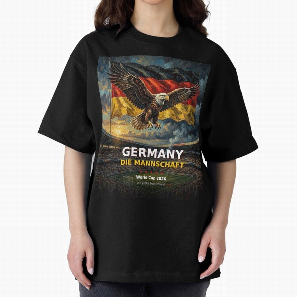 Germany Die Mannschaft - World Cup 2026 Soccer Fan Tee Oversized T-Shirt Fuel Global Football Passion for FIFA World Cup 2026 Group Stage, Filled with CR7, England and Germany, Soccer Culture, Superstar Moments, National Team Dreams and Competitive