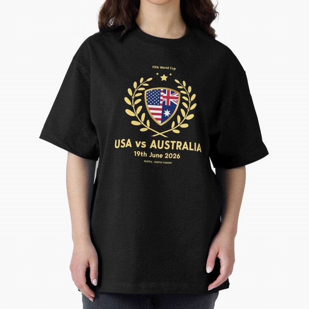 FIFA World Cup - USA v Australia Oversized T-Shirt Celebrate Unforgettable Nights in the FIFA World Cup 2026 Group Stage Journey through Neymar Highlights, Argentina Pride, Football History, Final Match Energy, Crowd Noise and Once in a Lifetime