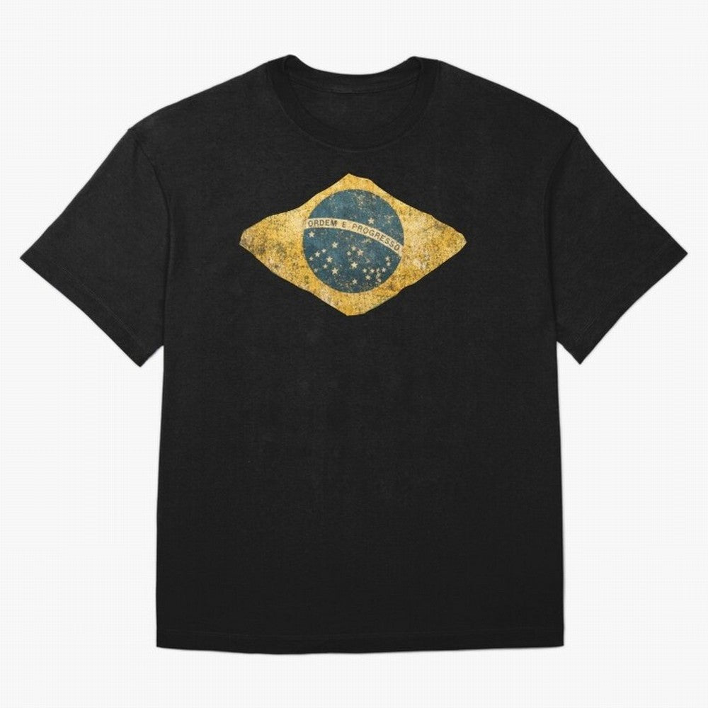 Vintage Brazil Flag Soccer Fan Design Oversized T-Shirt Celebrate the Stars of Match Day Hype around FIFA World Cup 2026 USA Canada Mexico, Mbappe, Netherlands, Classic Soccer Heritage, Championship Pressure, Fan Loyalty and International Pride;