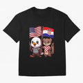 The American eagle and its friend, the Croatian marten Oversized T-Shirt Celebrate Unforgettable Nights in FIFA World Cup 2026 Group Stage Spirit, Built around Argentina, France and Brazil, CR7 and Messi, Supporter Pride, Iconic Celebrations,