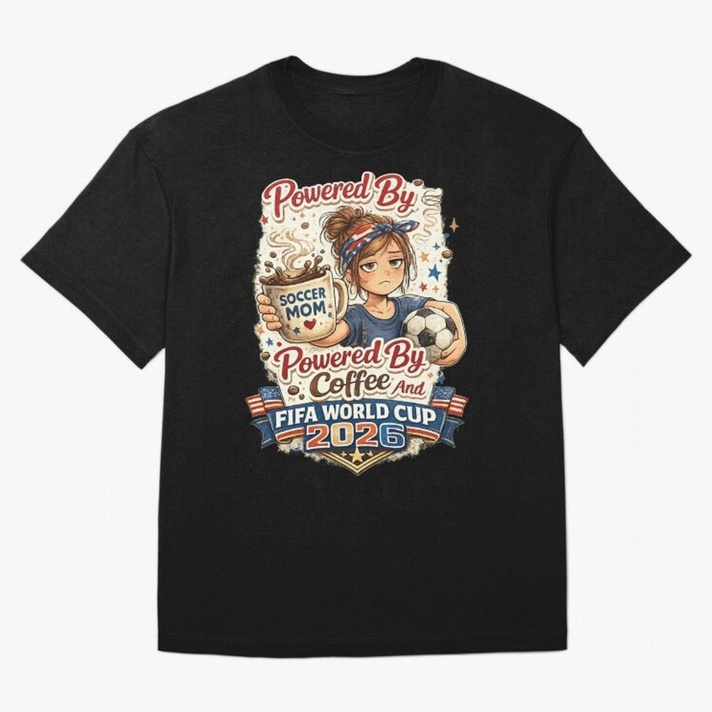 Funny USA Football Design Soccer Mom Powered By Coffee And FIFA World Cup 2026 Oversized T-Shirt Keep Football History Alive during the FIFA World Cup 2026 Journey through Cristiano Ronaldo Highlights, Portugal, Spain and Germany Pride, Retro