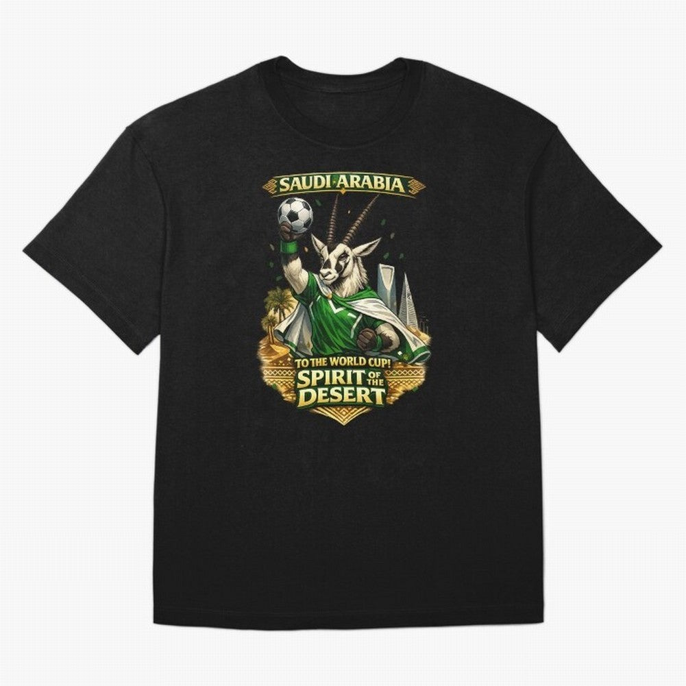 Saudi Arabia World Cup Desert Spirit Oversized T-Shirt Celebrate Rivalries and Pride in FIFA World Cup 2026 USA Canada Mexico for Fans of Cristiano Ronaldo, Haaland and CR7 and Portugal, Spain and Germany, Bringing Football Festival Excitement,