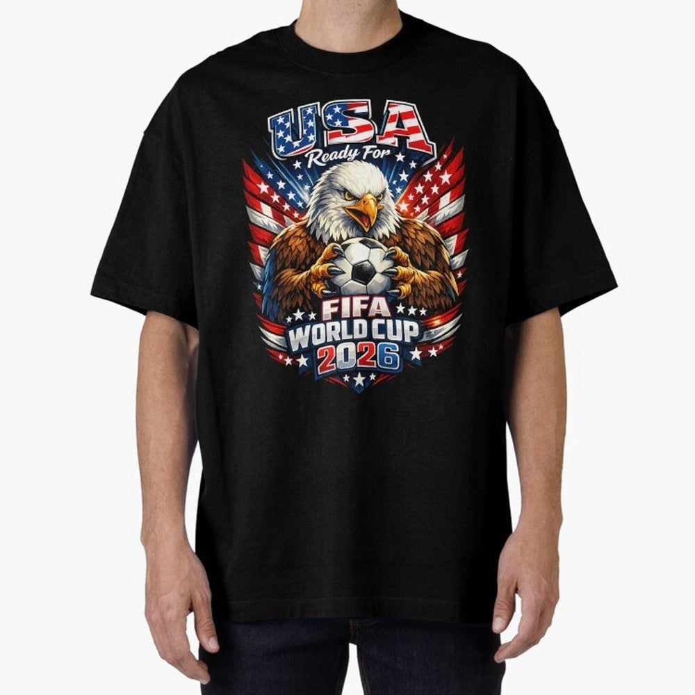 Soccer Pride Design For American Football Fans USA FIFA World Cup 2026 Oversized T-Shirt Fuel FIFA World Cup 2026 Group Stage Driven by CR7, France and Portugal Energy, Worldwide Fan Energy, Dramatic Goals, Stadium Lights and Championship