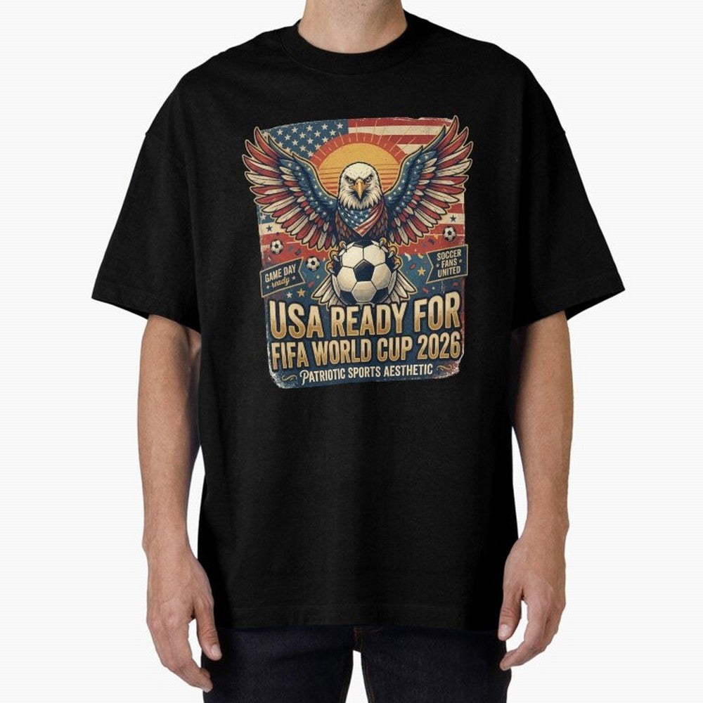 SA FIFA World Cup 2026 Soccer Pride Design For American Football Fans Oversized T-Shirt Show Up for the Glory of FIFA World Cup 2026 for Fans of Messi and Cristiano Ronaldo and Brazil, Bringing Sports Nostalgia, International Competition, Famous