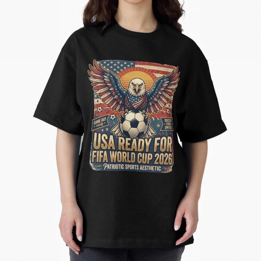 SA FIFA World Cup 2026 Soccer Pride Design For American Football Fans Oversized T-Shirt Show Up for the Glory of FIFA World Cup 2026 for Fans of Messi and Cristiano Ronaldo and Brazil, Bringing Sports Nostalgia, International Competition, Famous