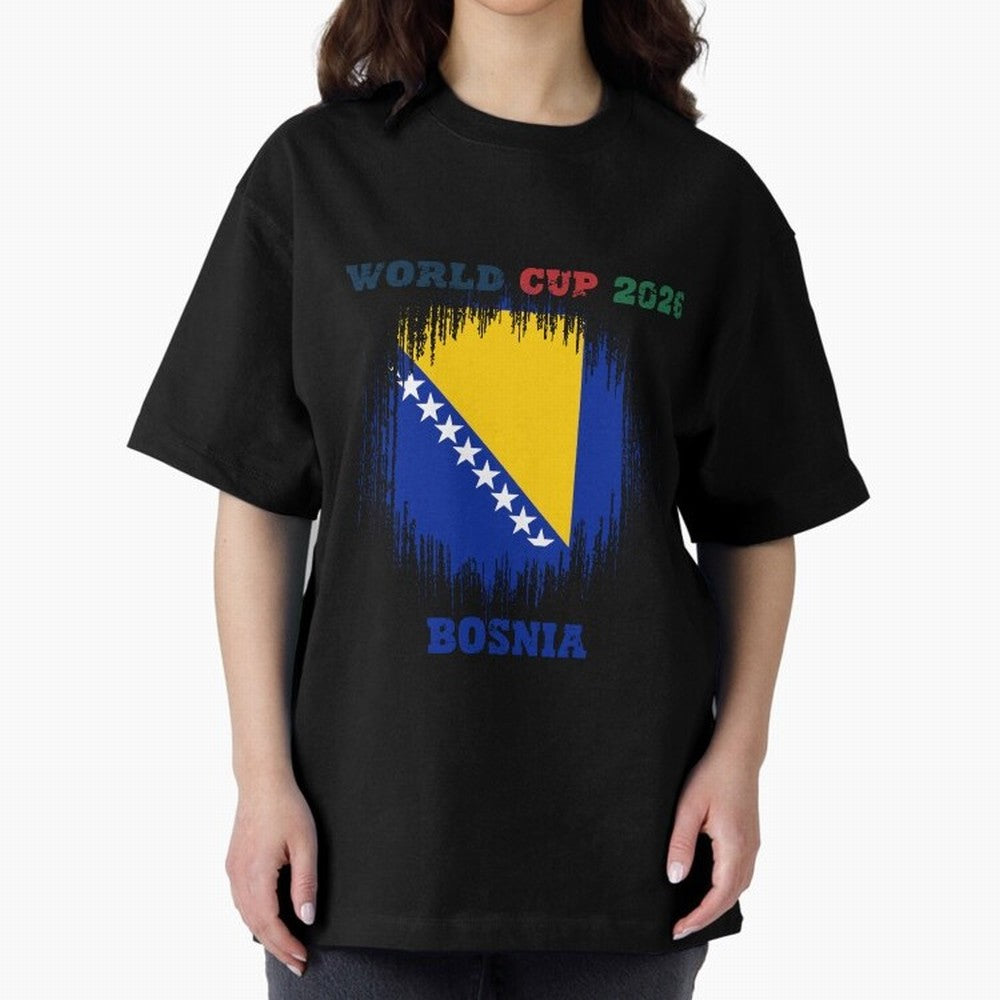 BOSNIA WORLD CUP 2026 Oversized T-Shirt Join the Global Buzz around Global Football Passion for FIFA World Cup 2026, Driven by Neymar, Haaland and Cristiano Ronaldo, England and Germany, Champion Mindset, Group Stage Buzz, Knockout Tension and