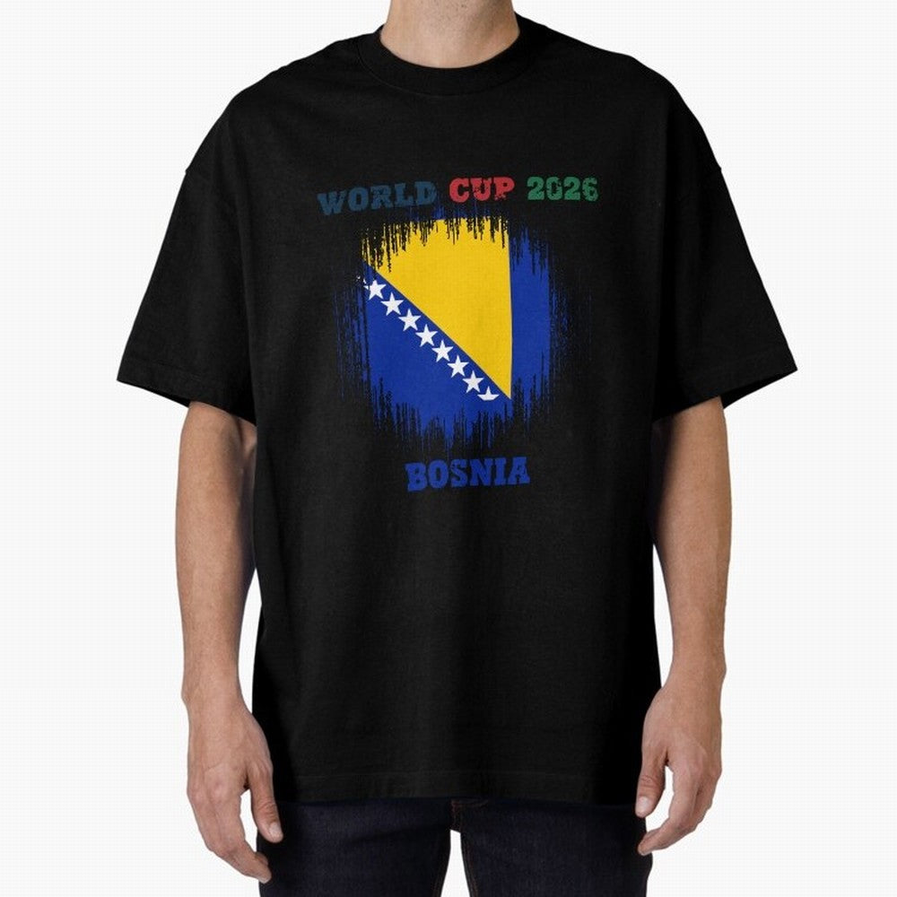 BOSNIA WORLD CUP 2026 Oversized T-Shirt Join the Global Buzz around Global Football Passion for FIFA World Cup 2026, Driven by Neymar, Haaland and Cristiano Ronaldo, England and Germany, Champion Mindset, Group Stage Buzz, Knockout Tension and
