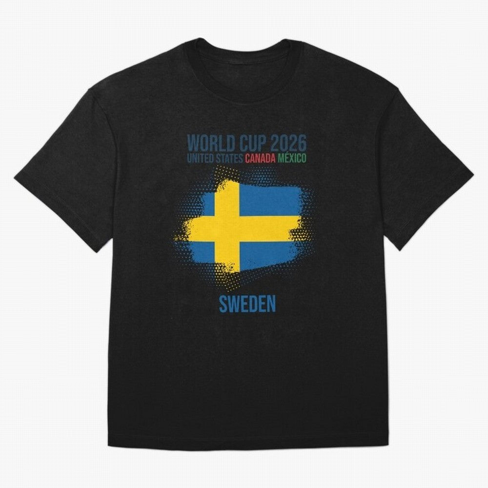 SWEDEN WORLD CUP 2026 Oversized T-Shirt Join Global Football Passion for FIFA World Cup 2026 USA Canada Mexico, Driven by Mbappe, Argentina, France and Brazil, Game Day Rituals, Football Legends, Country Pride and the Road to the Final; Ideal for