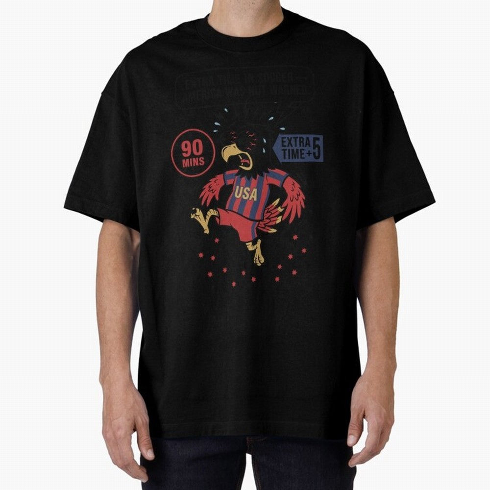 Extra Time ¡ª America Was Not Warned V1 Oversized T-Shirt Bring Global Tournament Vibes to Match Day Hype around FIFA World Cup 2026, Messi and Cristiano Ronaldo, Argentina, France and Brazil, Fan Favorite Moments, National Team Passion, Big Match