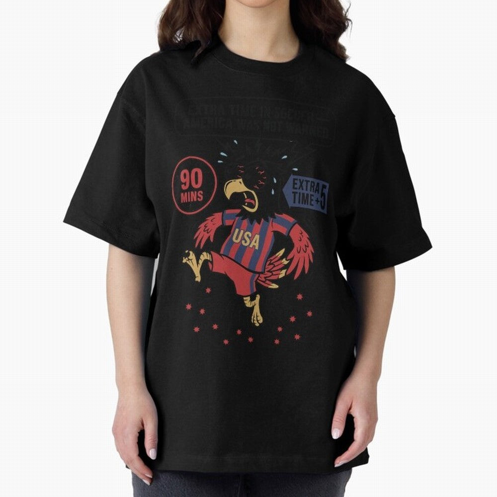Extra Time ¡ª America Was Not Warned V1 Oversized T-Shirt Bring Global Tournament Vibes to Match Day Hype around FIFA World Cup 2026, Messi and Cristiano Ronaldo, Argentina, France and Brazil, Fan Favorite Moments, National Team Passion, Big Match