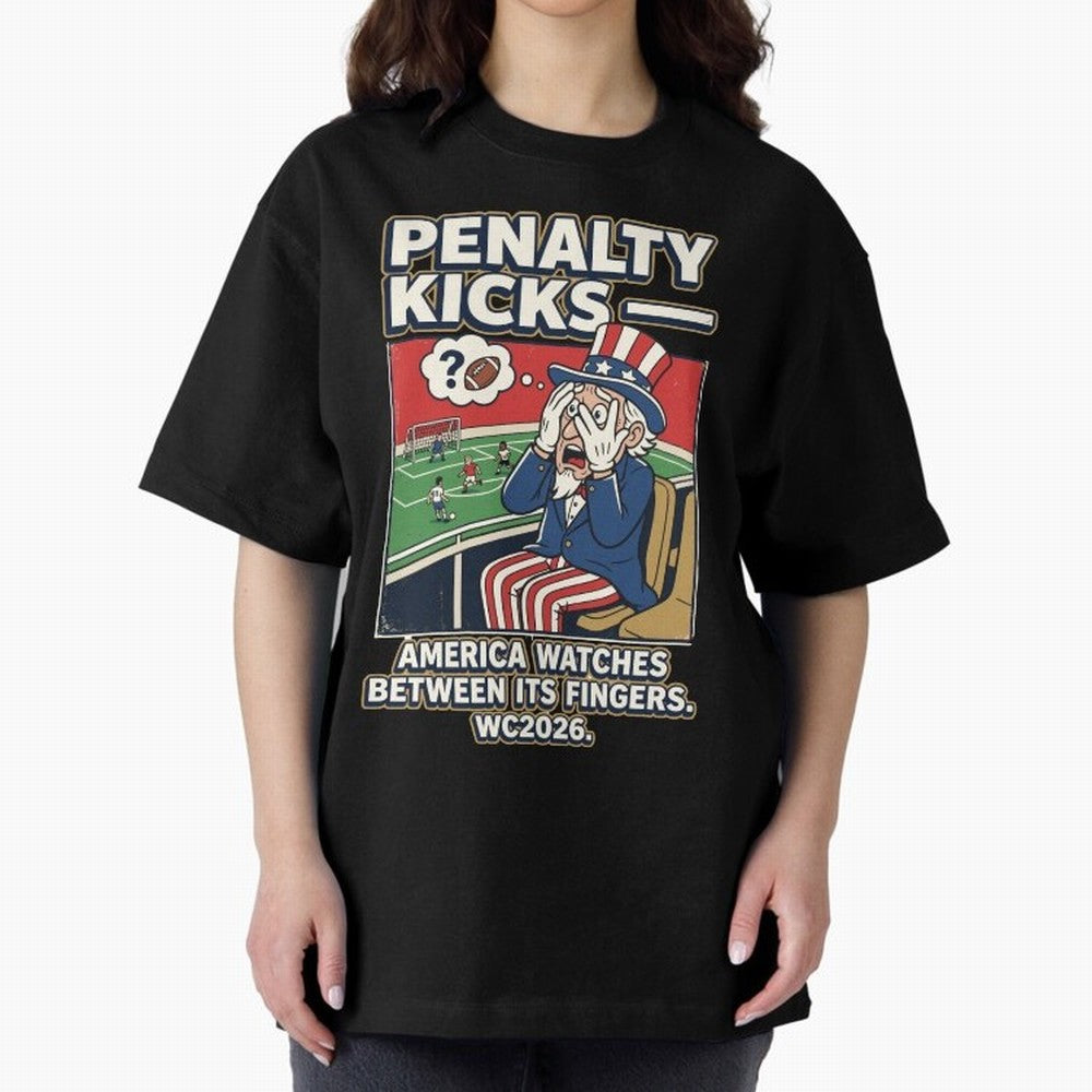 Penalty Kicks ¡ª WC2026 V2 Oversized T-Shirt Bring Match Day Fire to FIFA World Cup 2026 Group Stage Spirit, Made for Spain, Haaland, Football Passion, Legendary Performances, Festival Vibes and Supporter Community; Ideal for Passionate Fans Who