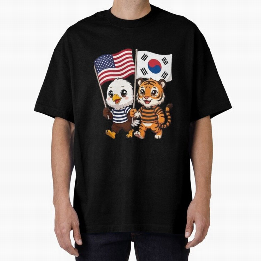 The American eagle and its friend the South Korean tiger Oversized T-Shirt Get Ready for Global Football Passion for FIFA World Cup 2026 USA Canada Mexico, Driven by Cristiano Ronaldo, Spain, Football Festival Excitement, Trophy Ambitions, Country