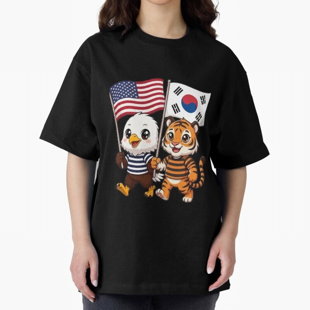 The American eagle and its friend the South Korean tiger Oversized T-Shirt Get Ready for Global Football Passion for FIFA World Cup 2026 USA Canada Mexico, Driven by Cristiano Ronaldo, Spain, Football Festival Excitement, Trophy Ambitions, Country