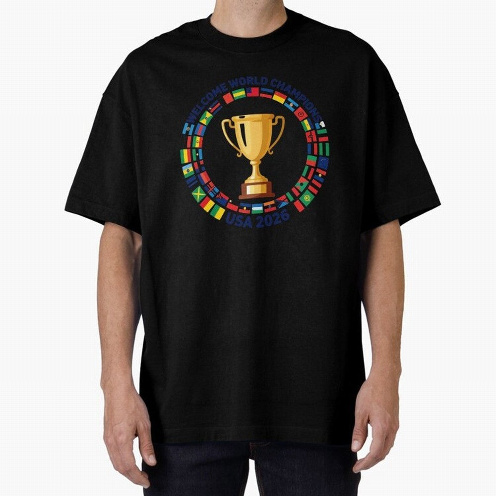 World Cup 2026 Celebration T-Shirt | USA Canada Mexico Soccer Fan Tee Oversized T-Shirt Honor the Football Icons of Global Football Passion for FIFA World Cup 2026 USA Canada Mexico, with Cristiano Ronaldo, Haaland and CR7, Portugal, Champion
