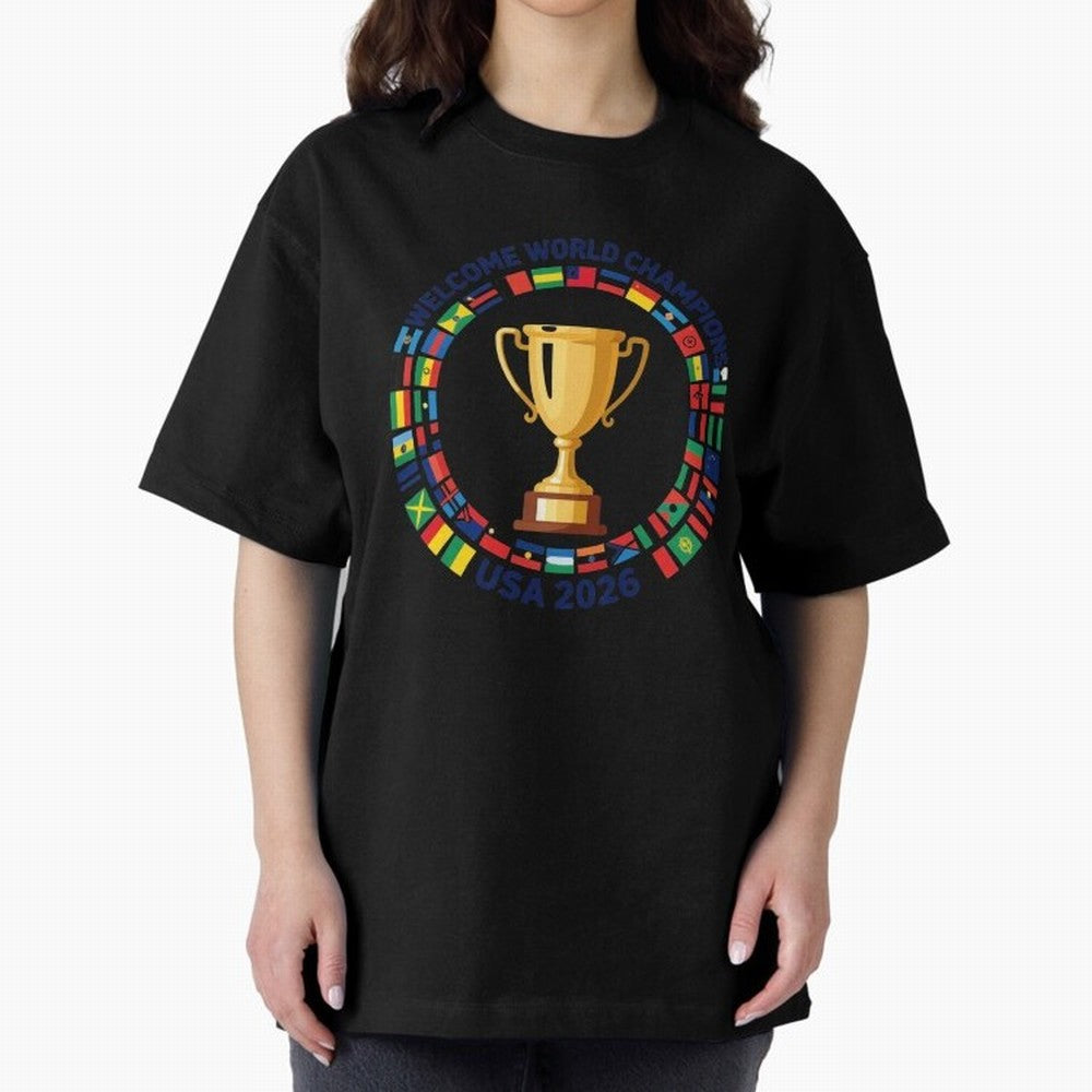 World Cup 2026 Celebration T-Shirt | USA Canada Mexico Soccer Fan Tee Oversized T-Shirt Honor the Football Icons of Global Football Passion for FIFA World Cup 2026 USA Canada Mexico, with Cristiano Ronaldo, Haaland and CR7, Portugal, Champion