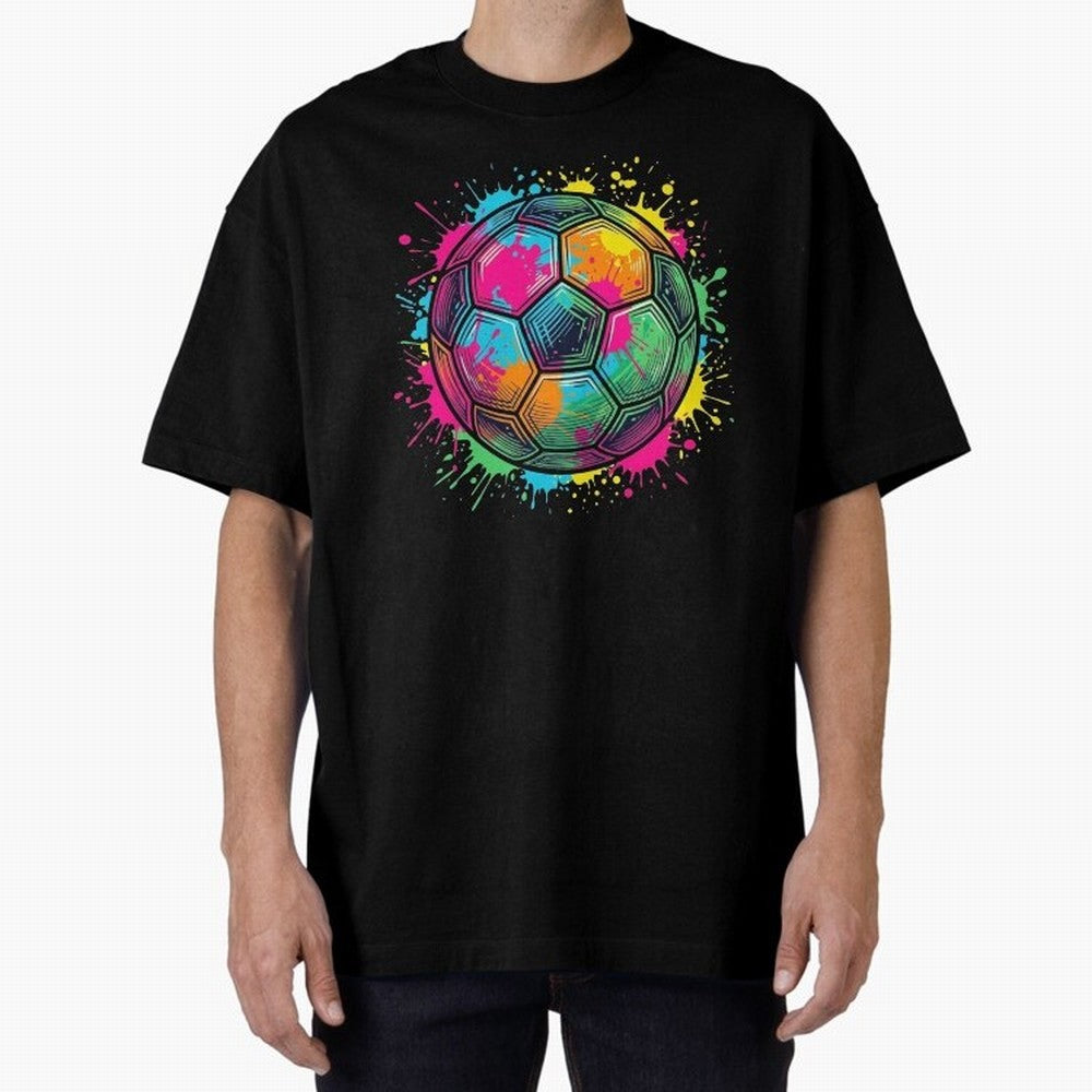 Color Splash Artistic Soccer Ball Design Oversized T-Shirt Bring Match Day Fire to FIFA World Cup 2026 USA Canada Mexico with Cristiano Ronaldo, Haaland and CR7, France and Portugal Energy, Classic Soccer Heritage, Championship Pressure, Fan