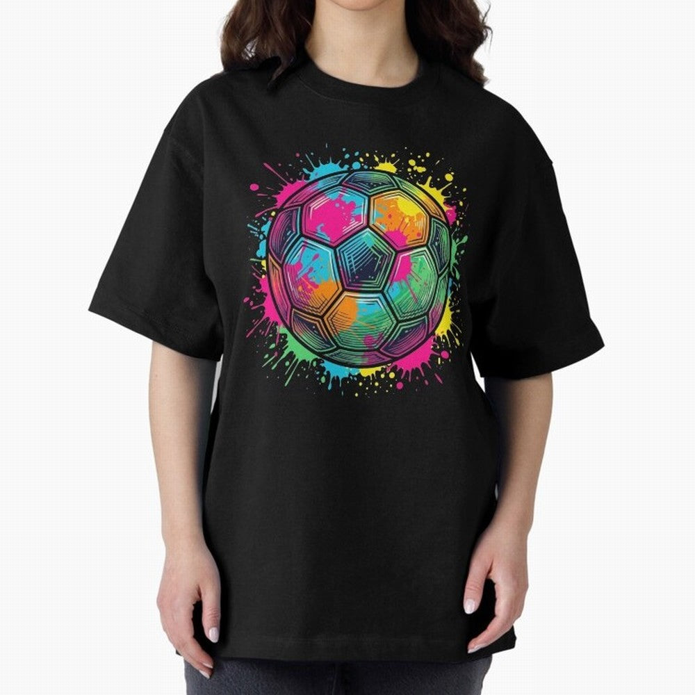 Color Splash Artistic Soccer Ball Design Oversized T-Shirt Bring Match Day Fire to FIFA World Cup 2026 USA Canada Mexico with Cristiano Ronaldo, Haaland and CR7, France and Portugal Energy, Classic Soccer Heritage, Championship Pressure, Fan